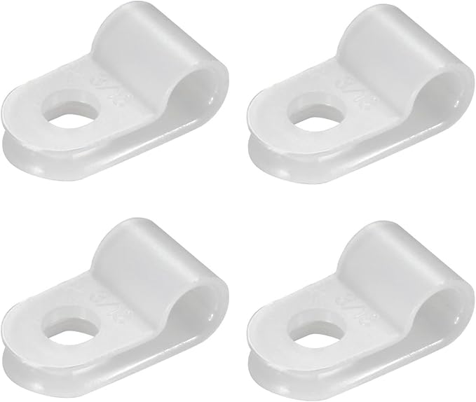 100Pcs Nylon R-Type Cable Clips 5/8 Inch Plastic Wire Mount Clamp | Nylon Construction, Standard 5/8 Inch Opening, R Shape Cable Fixing, Easy Screw Mount Install, Neat Wire Organization Use