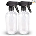 Bontip Glass Spray Bottle, Clear Glass Spray Bottle Set & Accessories Refillable for Plants Window Cleaners Aromatherapy Facial Hydration Watering Flowers Hair Care (2 Pack/16 oz) (Transparent)