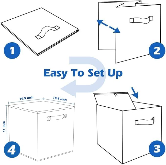PowerKing Collapsible Storage Cubes, Farbic Storage Bins, Black, 2 Pack | Sturdy, Lightweight, Easy Pull Handle, Closet & Shelf Organizer, Clothes and Toys Storage, 10.5'' x 11'' x 10.5''