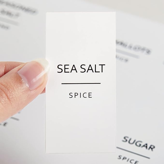Talented Kitchen Spice Jar Labels - Minimalist Waterproof Kitchen Organization - Preprinted Spice Labels - Kitchen Pantry Organization Stickers - 140 Pack, 2.75 x 1.25 in, Black on White