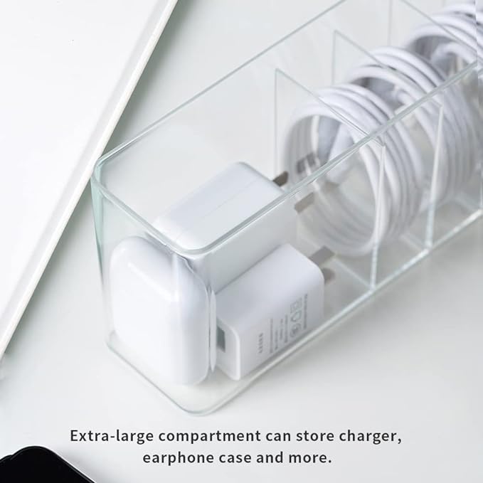 Charger Cable Cord Storage Organizer Box - Easy Storage Without Cable Ties - 3 Pack With Lid