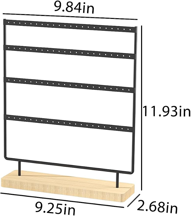 Julysky Earring Holder Organizer, Earring Stand, 4 Layers, Black