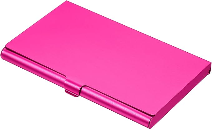 PATIKIL Business Card Holder, Aluminum Alloy Flip Cover Slim Name Cards Case for Women Men, Rose Red