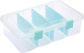 BTSKY Clear Plastic Dividing Storage Box with 4 Compartments Adjustable Storage Bin with Lid Plastic Craft Storage Container Multipurpose Sewing Box Art Supply Organizer, 13.3x8.1x3.4 Inches