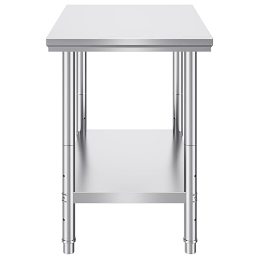 Vevor Stainless Steel 900x600x800 mm Commercial Kitchen Prep & Heavy Duty Metal Work Table with Adjustable Feet for Restaurant, Home and Hotel : Industrial & Scientific