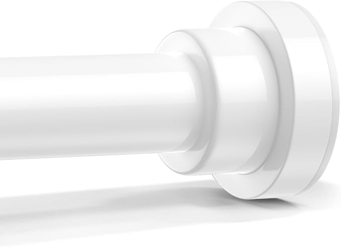Shower Curtain Rod 31-63 Inch,7/8"Diameter Adjustable Spring Tension Curtain Rods No Drill,Ivory White Shower Tension Rod for Bathroom,Room Divider,Window,Anti-Rust Non-Slip 1-Pack