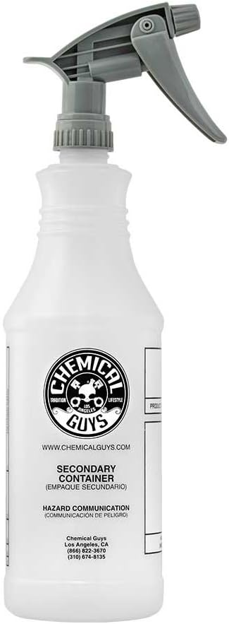 Chemical Guys Professional Spray Bottle, Chemical Resistant, 32 Oz | Heavy-duty bottle and adjustable sprayer shift from fine mist to jet stream, built for strong detailing chemicals