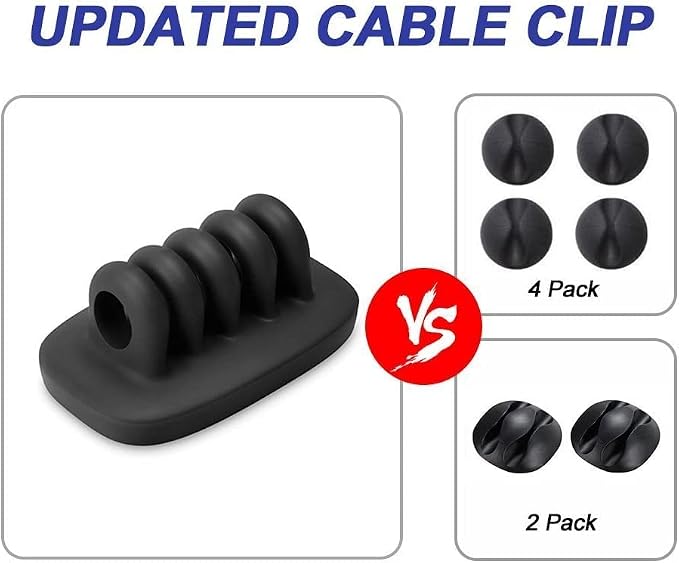 Monaco Cable Clip Holder Weighted Desktop Cord Management Fixture (Black)