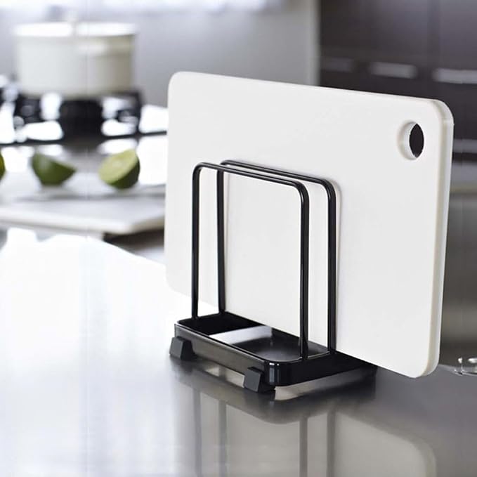 2 Pcs Cutting Board Organizer, Cutting Board Holder Rack, Baking Cookie Pan Sheets for Cabinet Storage or Kitchen Counter (Black)