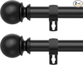 Black Curtain Rods for Windows 28 to 60 Inch,2 Pack 5/8 Inch Diameter Stainless Steel Adjustable Heavy Duty Curtain Rod with Brackets, Easy Installation for Indoor and Outdoor