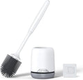 Lefree Silicone Toilet Brush and Holder, Bathroom Cleaner Brush Set, Non-Slip Handle Toilet Bowl Brush with TPR Soft Bristle, Wall Mounted/Floor Standing