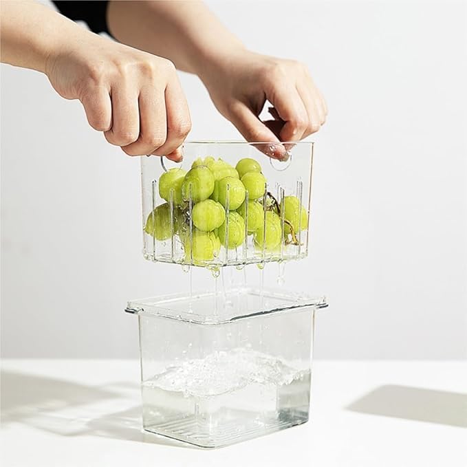 Food Storage Container Refrigerator Fresh-Keeping Storage Box Sealed Frozen Box Storage Household Portable Sub-Package Box Kitchen Refrigerator Food Organizer (Color : Clear, Size : E)