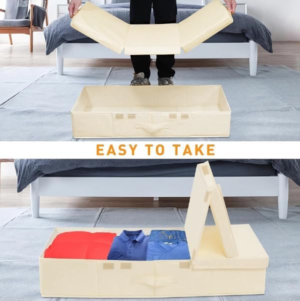Large Wedding Dress Preservation Box ,2 Pack Underbed Storage Containers with Lids and Handles, Fits Wedding Gowns, Blankets, Comforters, Quilts & Bedding