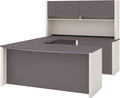 BESTAR Connexion U-Shaped Workstation with Two Oversized Pedestals, Slate/Sandstone | With Two Oversized Pedestals; Durable 1" grade work surface with melamine finish that resist scratches