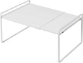 Nxconsu Cabinet Shelf Organizer Expandable, 12 Inch Deep Adjustable 13 to 24 Inch Metal Shelf Riser for Kitchen Pantry Cupboard Countertop Under Sink, Heavy Duty Stackable Storage Rack, White