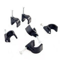 HS Cable Clips 10mm with Steel Nail 200 Pieces Black,Ethernet Management U Shaped Wire Cord Staples Hooks for Outdoor Wall,Coax Cat8 RG8 Cable Extension Fasteners