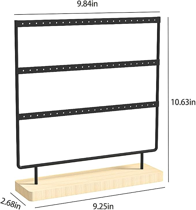 Julysky Earring Holder Organizer,Earring Holder Stand for Hanging Earrings,Earring Display Stand，Earring Organizer Stand，Earring Tree (Black, 3 Layers)
