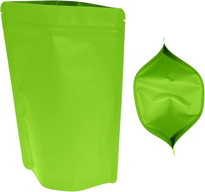 100PCS Smell Proof Resealable Pouch Bags,ULIFESTAR Aluminum Foil Flat Food Storage Bag,Sealable Pcsaging Zipper Pouches with Tear Notches for Pcsaging Lipgloss,Jewelry,etc(14*20cm/5.51*7.87",Green)