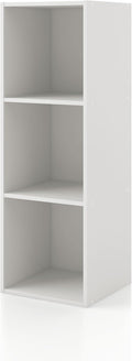 Homes: Inside + Out Apexa 3-Cube Storage Organizer Shelves, Stackable Wood Bookcase Fits Cubby Bins for Organization, Dorm Teen Room Decor & Home Office, White