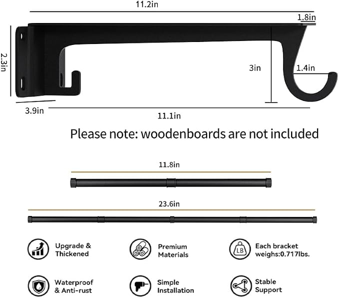 Heavy Duty Closet Rod Bracket with Closet Rod（11-47in Support 200lbs | L-Shaped Wall Mount Closet Shelf Brackets with Adjustable Hanging Rods Hanging Kit for Laundry Wardrobe Bathroom Kitchen