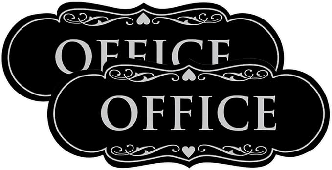 All Quality Designer Office Sign | Easy Installation - Silver - Large (2 Pack)