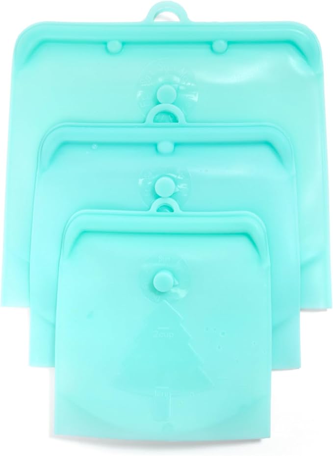 TM REHOBOTH Reusable Silicone Food Storage Bags - Eco-Friendly, Leakproof, Freezer Safe, Dishwasher Safe, Multipurpose, 3-Pack, 3-Sizes of 500ml,1000ml,1500ml (YELLOW)