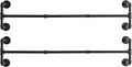 IBUYKE Industrial Pipe Clothes Rack Set of 2, 50 Inch Wall Mounted Clothing Rack, Space-Saving Hanging Closet Rod, Heavy Duty Multi-Purpose Garment Rack for Laundry Room(4 Bases), Black TYJ002H-2