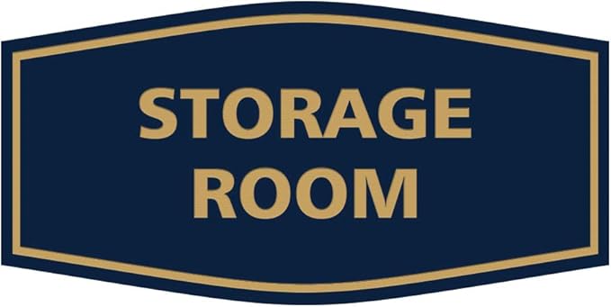 Signs ByLITA Fancy Storage Room Sign (Navy Blue/Gold) - Large 5 Pack