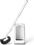 Toilet Bowl Brush and Holder Sturdy Plastic Long Handled Toilet Brushes for Bathroom with Ventilated Base Easy to Assemble for Deep Cleaning (White 1)