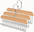 Bra Hangers for Closet Organizer with 16 Metal Hooks Belt Hanger for Closets Space Saving Multi Hook Hanger Non-Slip Tank Top Hanger 360°Rotating Display Belt Organizer for Tie, Hat, Bra Wooden 3 Pack