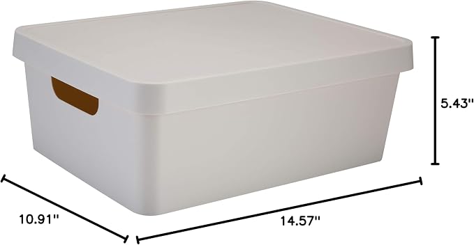 Simplify Medium Vinto Storage Box | Stackable | Home Organization | Bathroom | Accessories | Toys | Closet | 2 Handles | Ivory