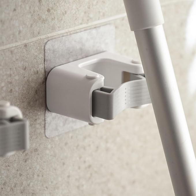 Broom Holder Wall Mount Mop and Command Broom Hanger Organizer Wall Mount Self Adhesive (Single clip+double clip)