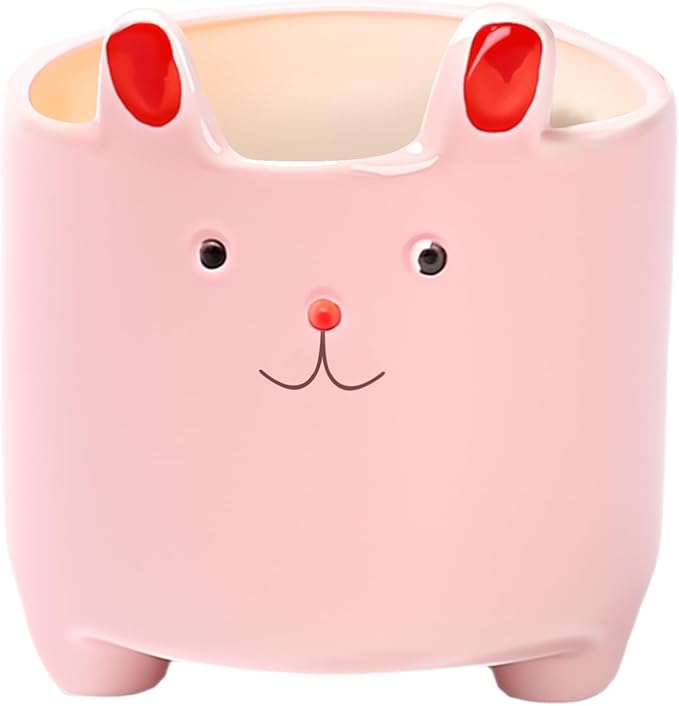 Ceramic Pink Cute Cat Shaped Pen Pencil Holder for Desk Decoration Accessories Cat Decor Makeup Brush Pen Cups Succulent Plant Pot Office School Ideal Gifts for Women, Mom or Birthdays