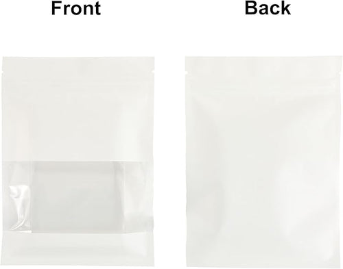 100PCS Resealable Kraft Paper Packaging Bags with Clear Window, Food Grade Heat Sealed Zipper Pouches for Coffee, Tea, Nuts, Snacks, Cookies (White, 7 * 9CM/2.8"*3.5"-100PCS)