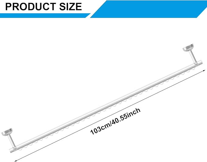 Wonderjune Closet Rail Hanging Closet Rod, 41" Any Angle Clothes Hanging Rail Under Stairs Storage Sloped Ceiling Mount Clothes Rod for Under Stairs Attic Bedroom Wall Mount(White)