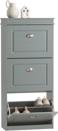 Haotian FSR94-HG, Grey Shoe Storage Cabinet with 3 Flip Drawers, Freestanding Shoe Rack, Shoe Storage Cupboard Organizer(9.4" D x 20.9" W x 46.1" H) | Freestanding Shoe Rack for Entryway, Shoe Organizer with Hidden Drawer, Grey, FSR94-HG