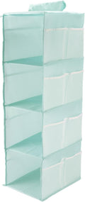 4-Shelf Closet Hanging Organizer Foldable Hanging Storage Shelves with Strong Magic Tapes Space-Saving Wardrobe Hanging Shelf for Clothes Towels Accessories Blue