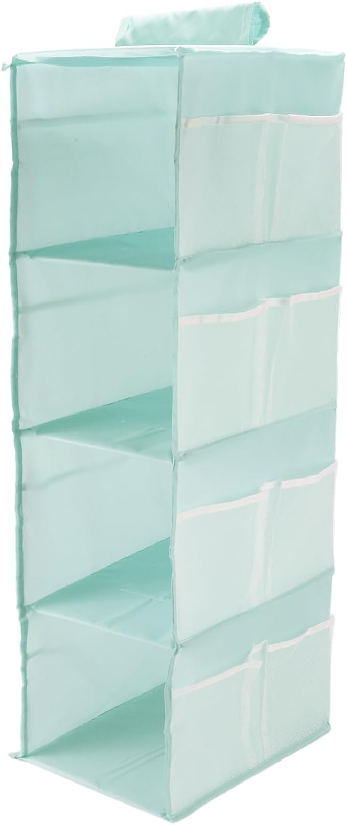 4-Shelf Closet Hanging Organizer Foldable Hanging Storage Shelves with Strong Magic Tapes Space-Saving Wardrobe Hanging Shelf for Clothes Towels Accessories Blue