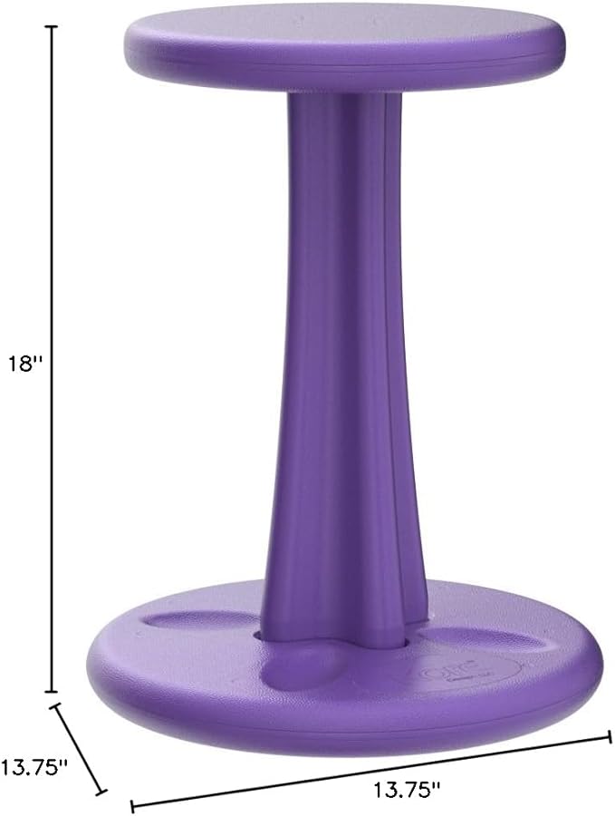 KORE DESIGN Wobble Stool Chair, Girls + Boys Kid Desk Stools, Ergonomic Small Office Chairs, Flexible Seating for Active Kids, ADD/ADHD, Classroom, School, Home, Pre-Teen (18.7in) Age 10-11 yr, Purple