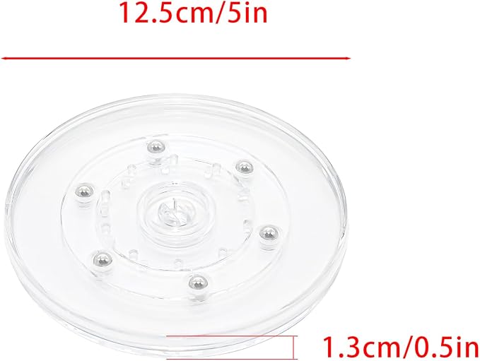 4 Pcs Clear 5 inch Acrylic Lazy Susan Rotating Turntable Organizer Bearings - Round Swivel Plate for Spice Rack, Table, Cake, Kitchen Pantry