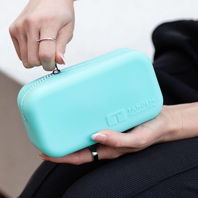 Sugar Medical Tandem Travel Case for t:Slim X2 & Mobi Pump Supplies, Silicone Diabetes Organizer with Compartments for Infusion Sets, Cartridges & Insulin Vial (Aqua) | Silicone Organizer, Compact Design, Infusion Set Storage, Cartridge Compartments, I...
