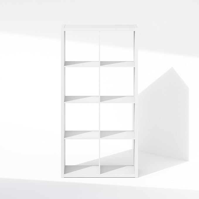 Furinno Cubic Extra Thick 8-Cube Closet Organizers and Storage, White | 14.6 x 30 x 58 in, Open Shelf Closet Storage, Closet Organizer, for Wardrobe, Bedroom, Living Room