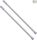 AIZESI Spring Tension Curtain Rod Short Tension Rod (Silver,12" to 19"-2Pcs)