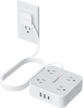 TESSAN Surge Protector Power Strip, 10 Ft Flat Plug Extension Cord with 3 USB (1 USB C 20W PD) 8 Outlets, 900J Protection, 3 Sided Outlet Extender with Power Switch for Office, Dorm Room, Grey