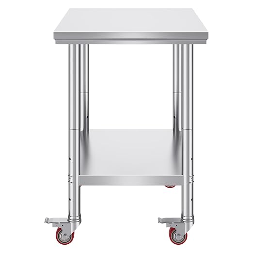 VEVOR Stainless Steel Work Table 30 x 24 x 33 Inch Prep Table with 4 Caster