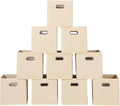Fabric storage bins Cubes, Fabric Cube Organizer with Handle, Foldable Cube Bins for Cloth or Accessary Storage, 11x11x11, Set of 10, (Creamy White)