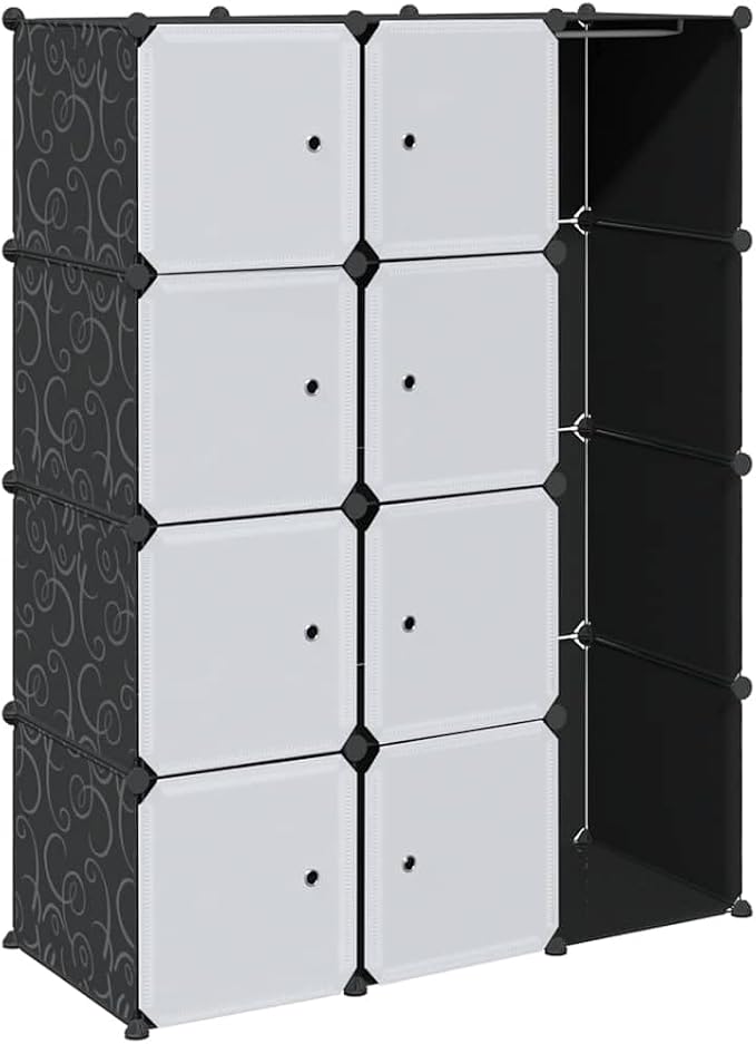vidaXL Modular Cabinet Black and White Plastic and Chromed Steel