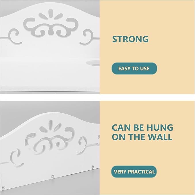 COHEALI European Style Wall Mount Organizer Rack Easy to Install Household Storage Shelf for Bedroom Kitchen Stylish Wall Hanging Storage Random Style Design