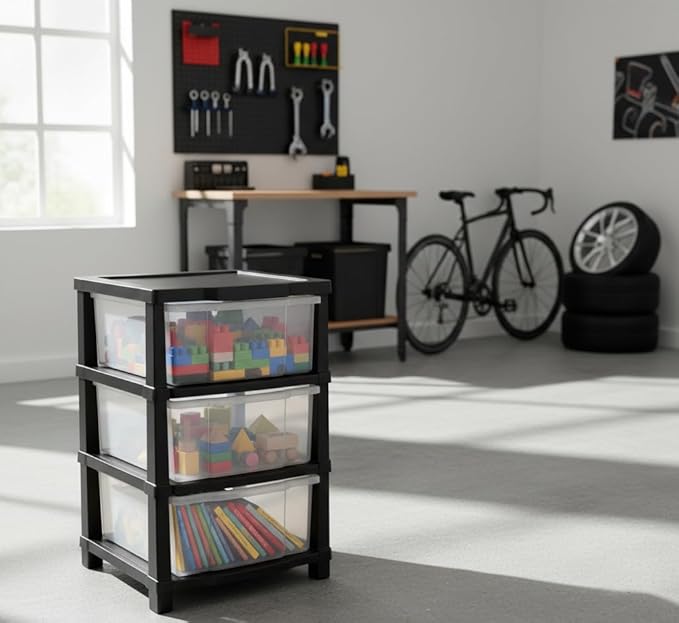 Space saving storage drawer unit suitable for cabinets shelves wardrobes offering neat organized household storage solution