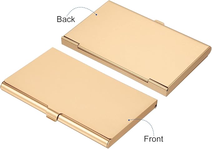 PATIKIL Business Card Holder, Aluminum Alloy Flip Cover Slim Name Cards Case for Women Men, Champagne Gold